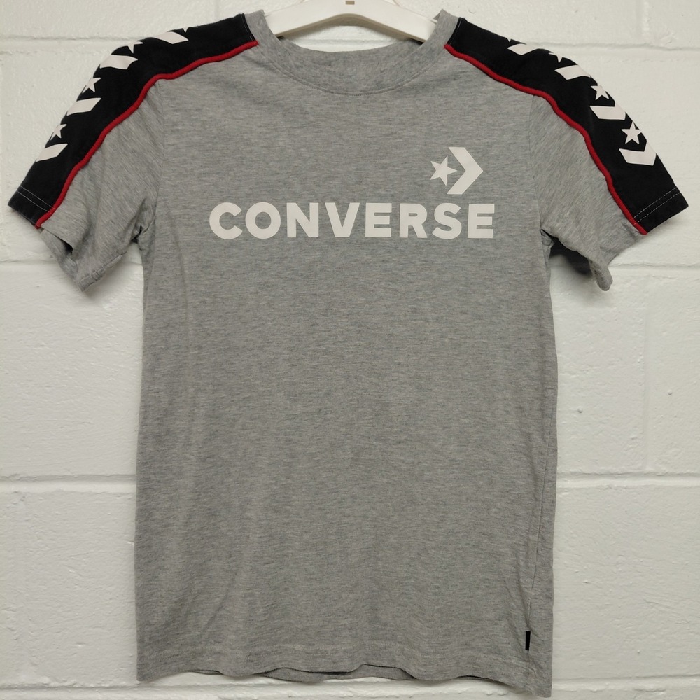 Converse All Star Shirt Boys Large Gray Chevron Graphic Tee Shirt Casual 12-13yr
